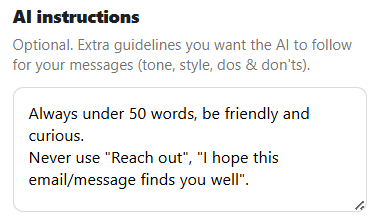 AI custom instructions interface